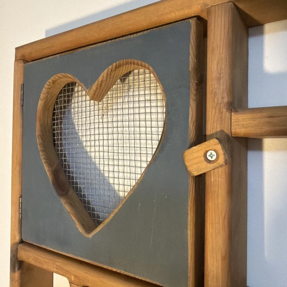 Vtg Solid Wood Heart Door Hanging Wall Shelf 19.5x18